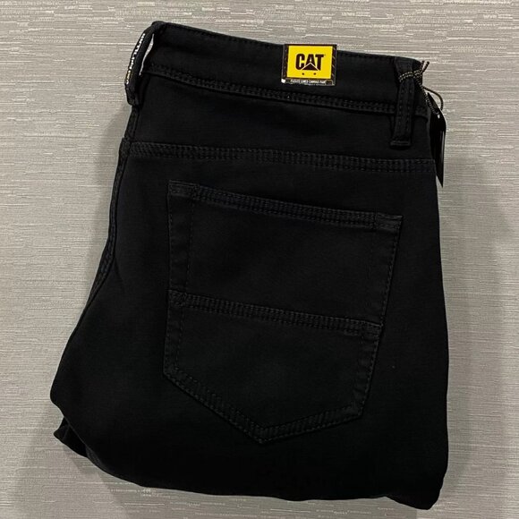 CAT Caterpillar Work Pants Mens 34 x 32 Black Canvas Fleece Lined Insulated - Picture 1 of 12